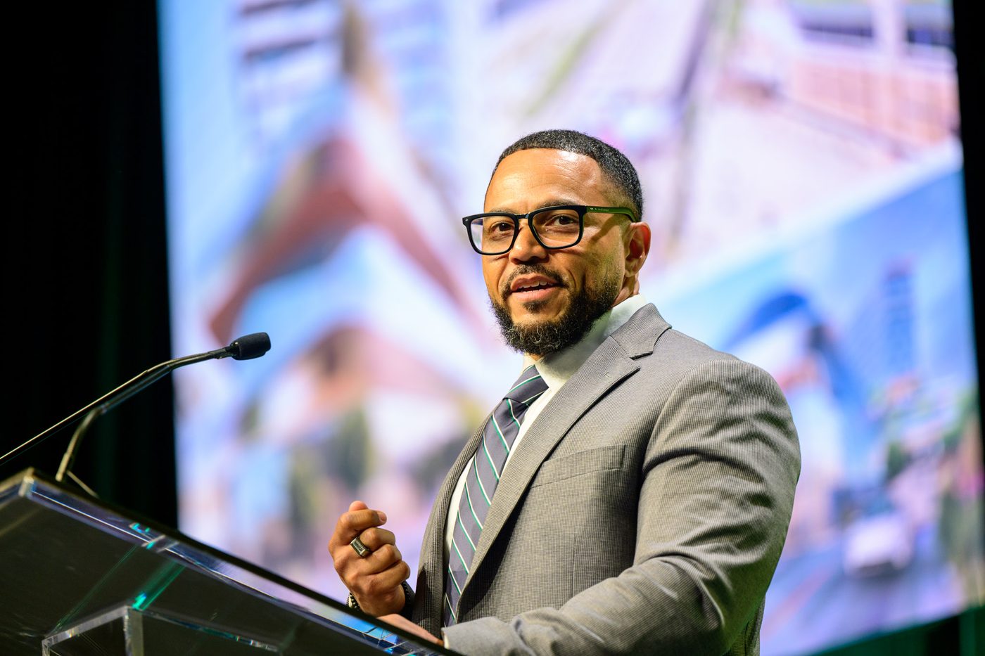 Jimmie Gonzalez Jr. delivering a keynote